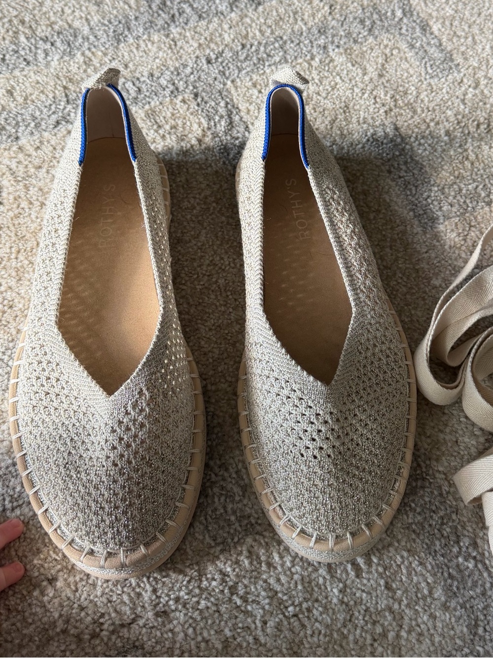Rothy's Espadrille Flats, Womens 8, Metallic Silver detail